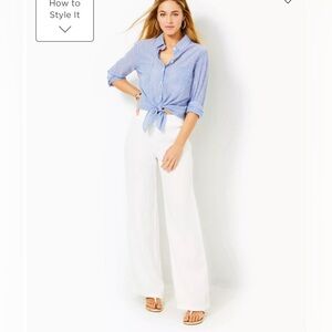 Lilly Pulitzer 31" Deri Linen Palazzo Pant White XXS